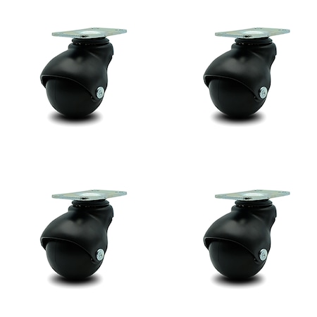 Service Caster 2 Inch Flat Black Hooded Top Plate Ball Casters, 4PK SCC-TP01S20-POS-FB-4